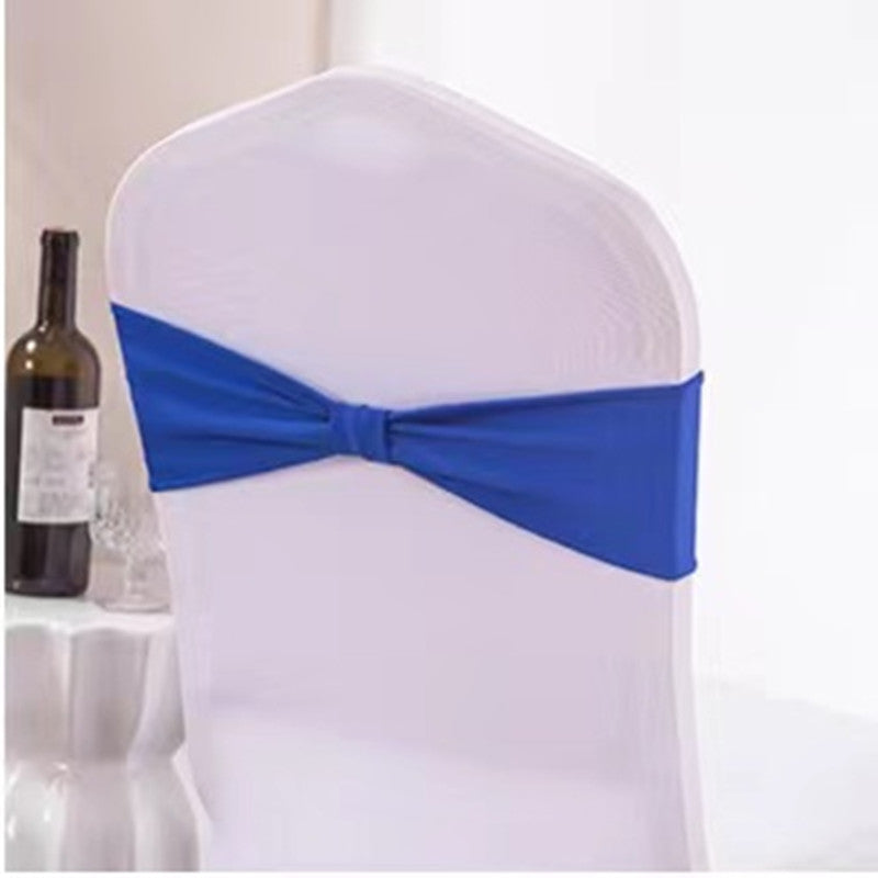 V45O Banquet Elastic Chair Cover No Tie Bowknot Chair Back Flower Decoration Wedding Hotel VIP Stool Strap