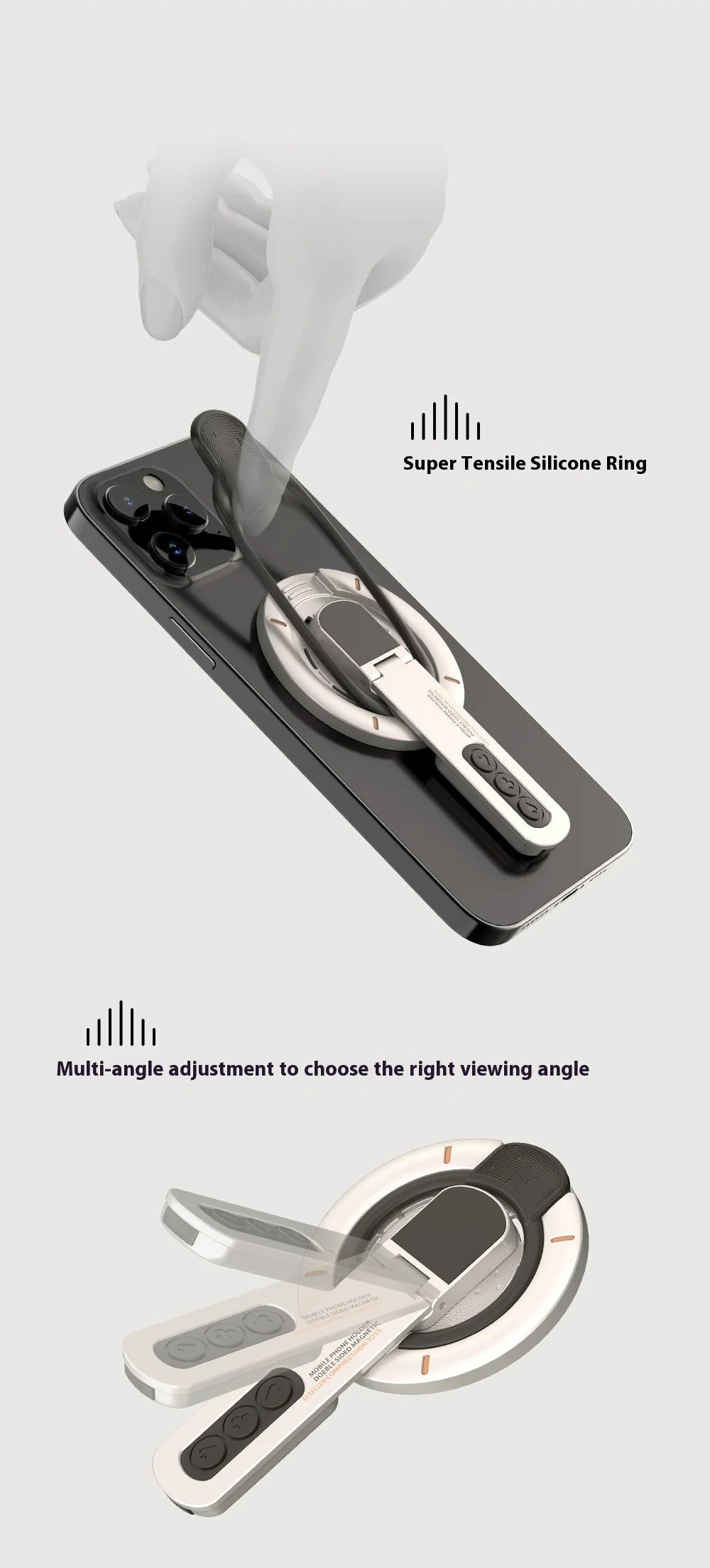 Double-sided Magnetic Luminous Mobile Phone Holder 360° Rotation Decompression Design Zinc Alloy Ultra-thin Portable
