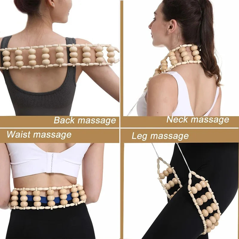 Wood Back Massage Roller Rope, Wood Therapy Cellulite Massage Tools, Self Massage Tools for Neck Leg Back Pain Relief Body Care