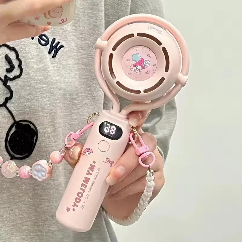 10000 Ma Sanrio Usb Folding Handheld Mini Fan Kuromi Pachacco Portable Hanging Neck Fan Bladeless Ultra-quiet Strong Breeze Fans