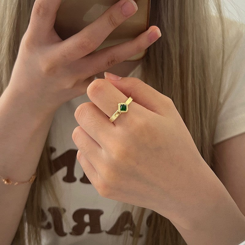 Sand Gold Opening Adjustable Frosted Ring Women's Fashion Sweet Light Luxury Niche Exquisite Ring Ancient Design