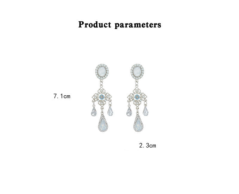 Ancient Style Color-Retaining Gold-Plated Imitation Jade Niche Design Retro Earrings Birthday Gift