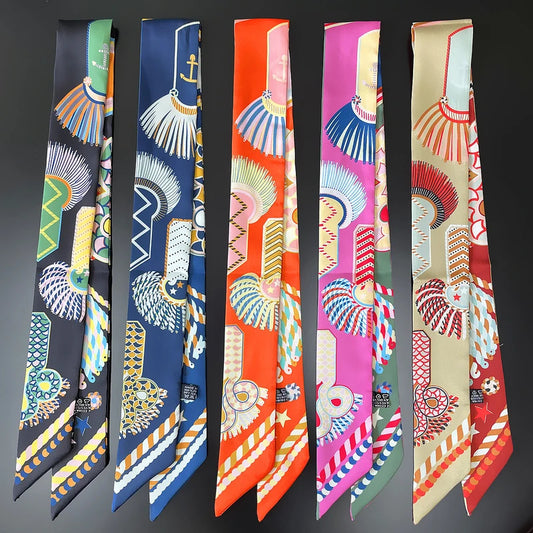 Brand Design Twill 100% Silk Scarf Luxury Fashion Scarf Women Foulard Skinny Bag Scarves New Hot Neckerchief Hair Headband