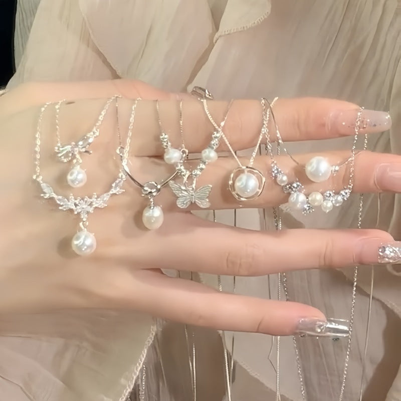 Liluo New S925 Sterling Silver Pearl Necklace Accessories for Women, Non-Fading, High-End Feel, Versatile Spring and Summer Clavicle Chain Wholesale