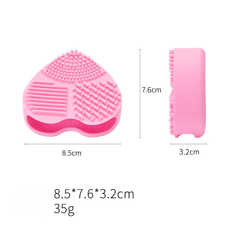 Heart-Shaped Makeup Brush Cleaning Box Multifunctional Makeup Brush Cleaning Tool Pad for Washing Brush Hollow Love Brush Box