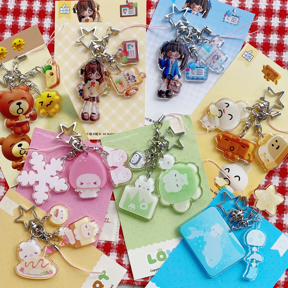 WAKAWAKA Charm Resin Acrylic  Phone Charm with Star Decal Book Phone Lanyard Keyring Keychain Wing Heart Phone Strap
