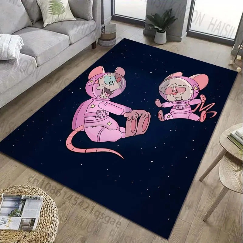Classic Cartoon Pink The Brain Patter Carpet for Living Room Bedroom Bedside Bathroom Floor Mat Area Rug Sofa Mat Home Decor