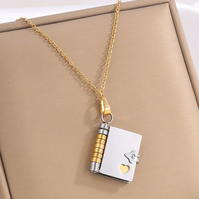 Titanium Steel Women's Love Letter Necklace Openable Pendant Couple New Style Personality Temperament Necklace Clavicle Chain