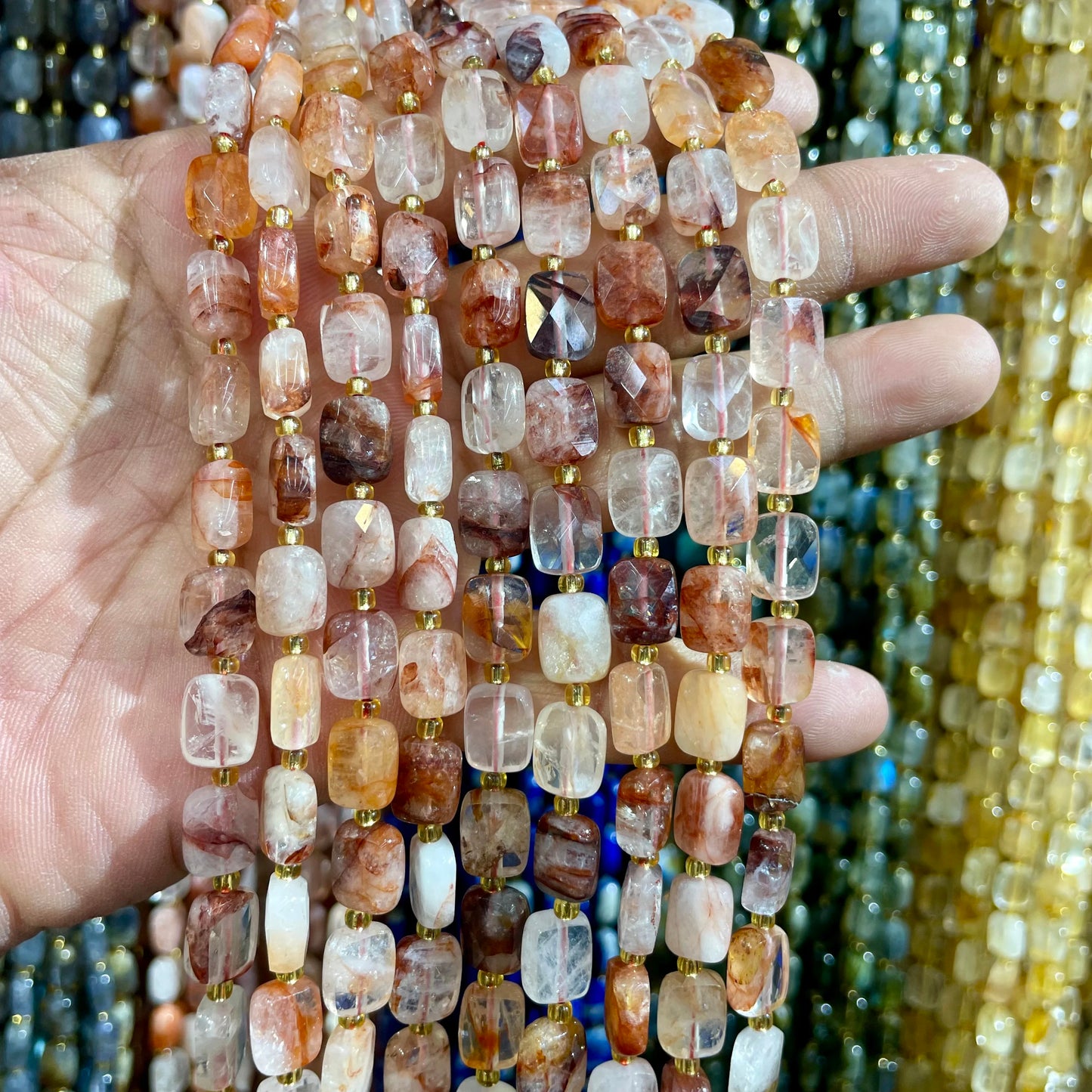 8x10mm Natural Labradorite Stone Amazon Stone Lapis Lazuli Piece Cut Bead Usefor Diy Bracelet Necklace Jewelry Make