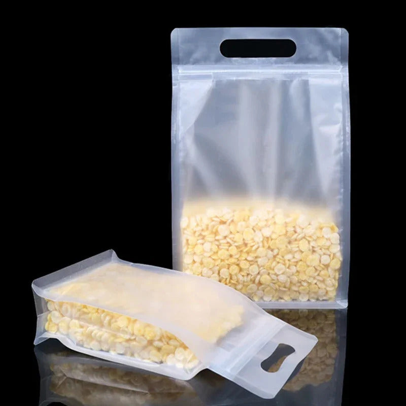 4PC PET Food Storage Bag Stand Up Zip Shut Bags Reusable Ziplock Saran Wrap Plastic Bags Leakproof Food Fresh-keeping Packaging