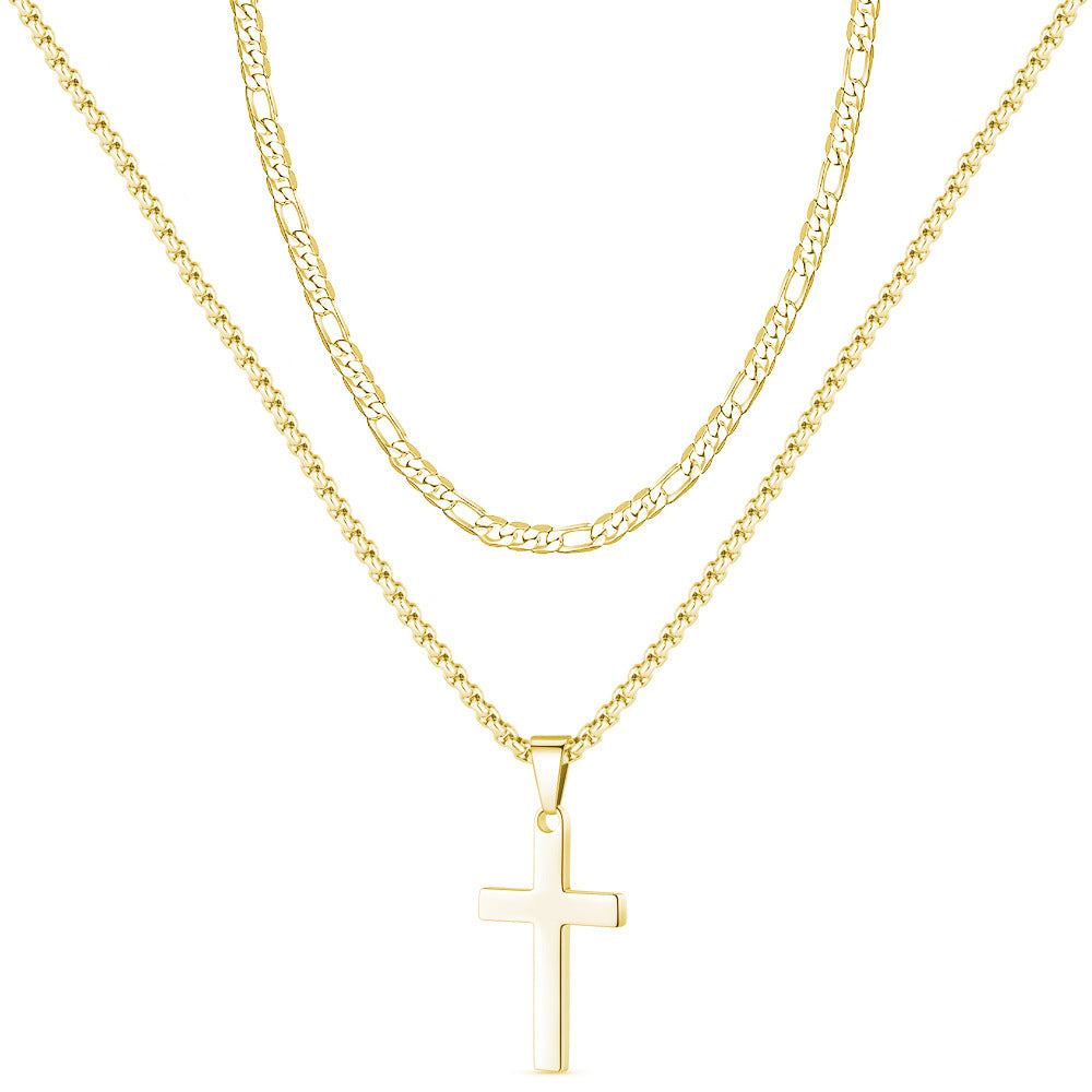 Amazon TK Hot-Selling OT Buckle Square Cross Necklace for Women Copper Plated 14K Gold Paperclip Necklace Yiwu In Stock