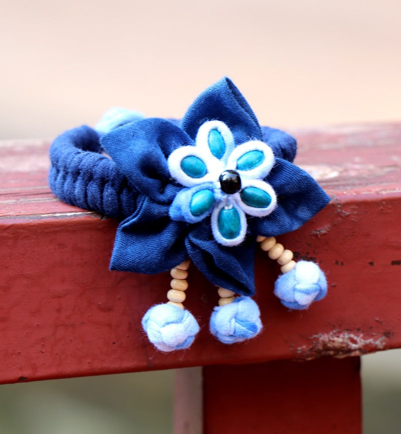 Blue Tie Dye Cloth Bracelet Dali Lijiang Hot Sale Hand-stitched Flower Fabric Bracelet Bracelet