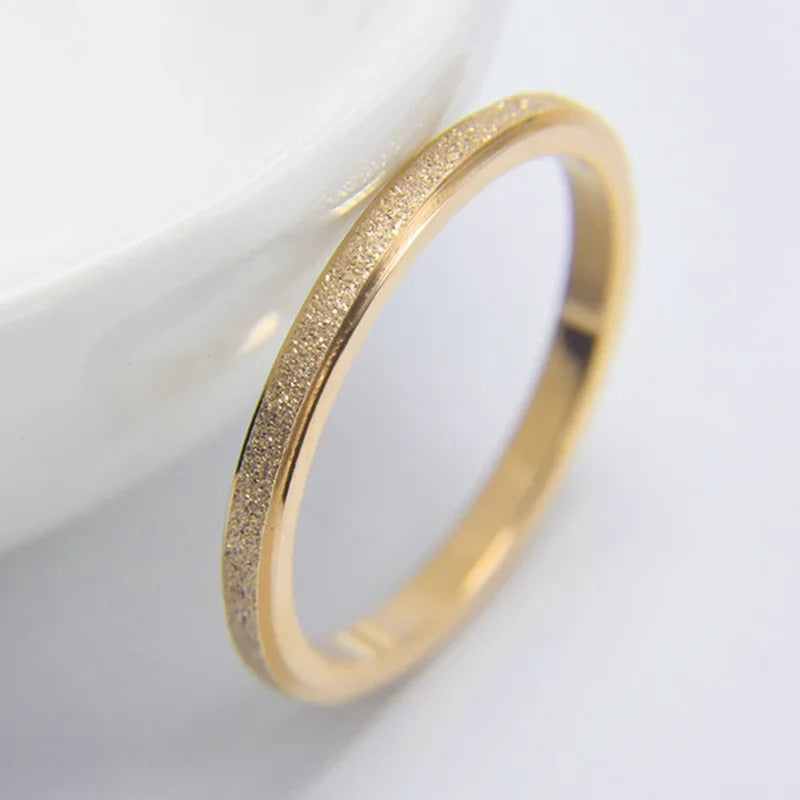 SUNIBI Frosted Stainless Steel Ring for Women Fashion Simple Gold Color Finger Rings Wedding Gifts Girls Jewelry Wholesale