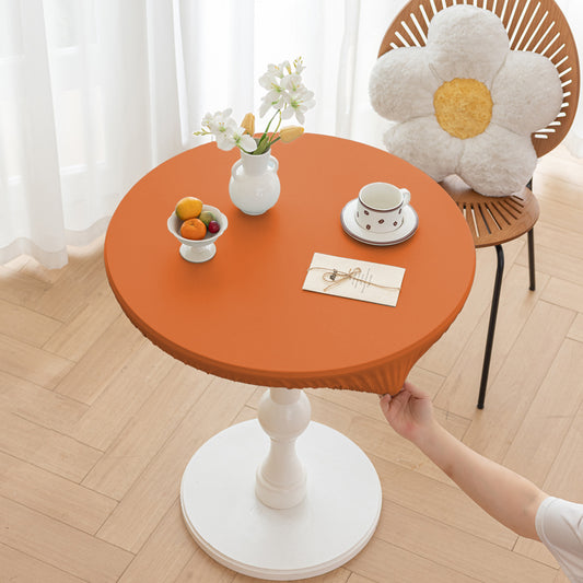 All-inclusive Stretch Household Dining Table Set Leather Non-washable Round Table Set Simple Solid Color Round Leather Cover Dustproof Non-slip