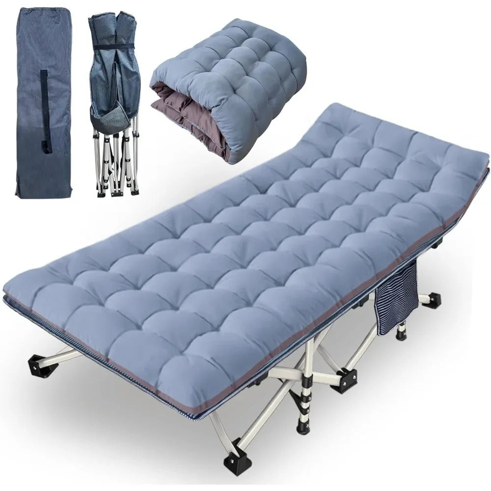 Comfortable Mattress for Adults Extra Wide Cots for Sleeping Folding Cot Camping Bed Heavy Duty with Carry Bag for Home Office