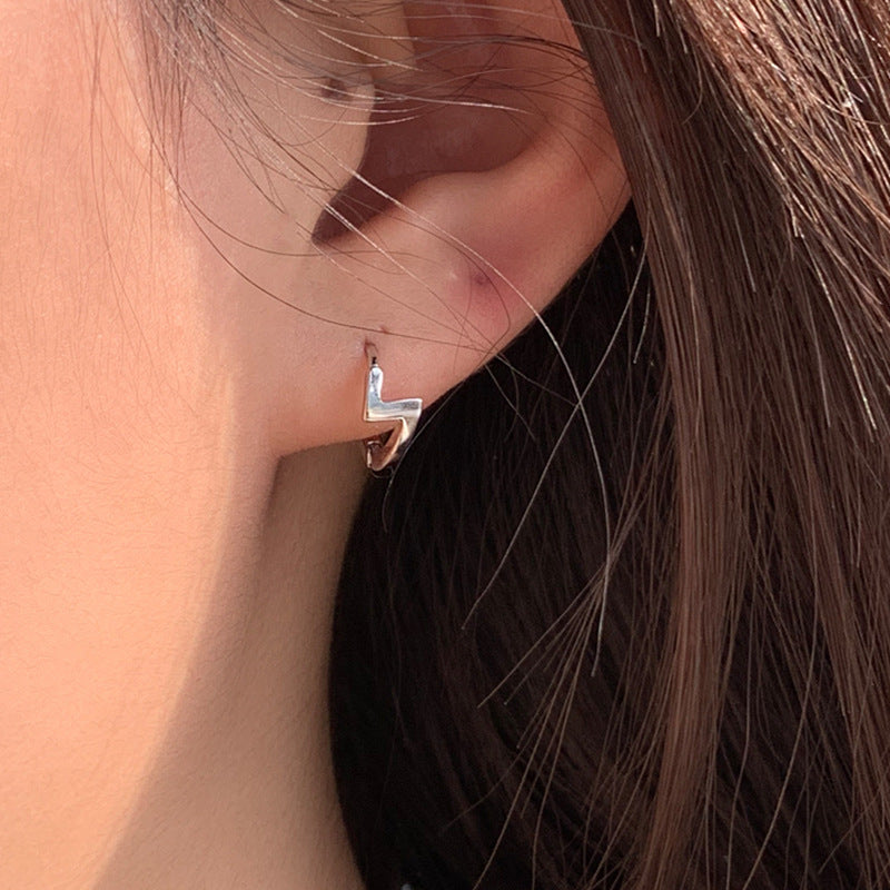 Metal Big Circle Earrings Women's Hong Kong Fashion Women's Ear Jewelry S925 Silver Needle