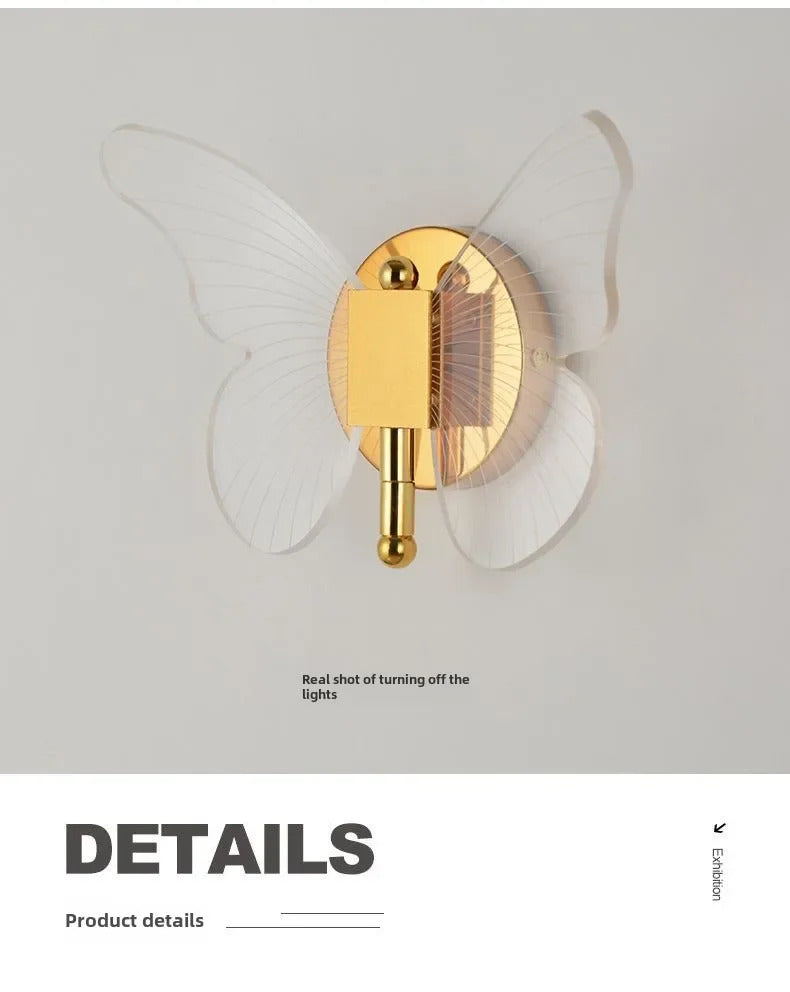 Butterfly Wall Lamp Corridor Lamp Modern Simple Creative Nordic Living Room Bedside Bedroom Lamp LED Indoor Lighting Decoration
