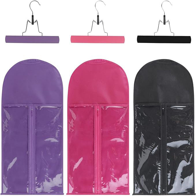 In Stock Thickened Zipper Portable Wig Dust Cover PVC Window Non-Woven Fabric Hang Clothes Storage Dustproof Bag Wholesale