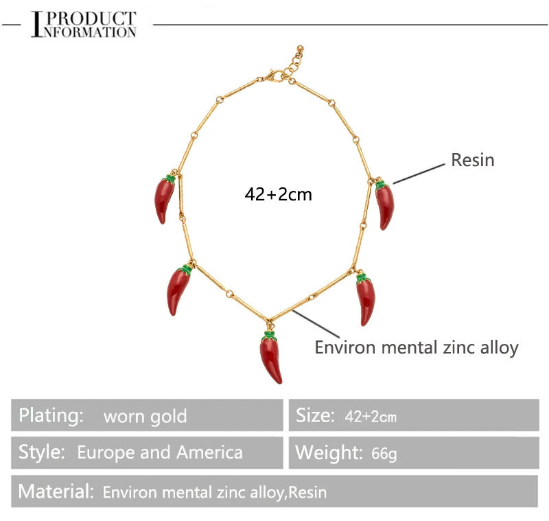 red Pepper Necklaces for Women Multilayer Collar Chain Verse Christian Jewelry 18K Gold Choker Plated/Stainless