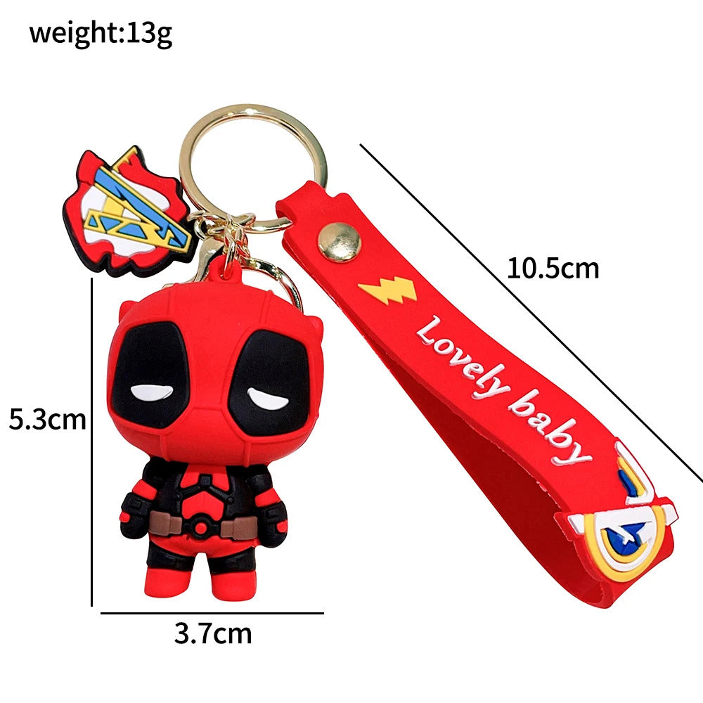 The Avengers Keychain Disney Anime Cute Iron Man Hulk Captain America Silicone Figure Keyring Schoolbag Pendent Toy Kid's Gifts