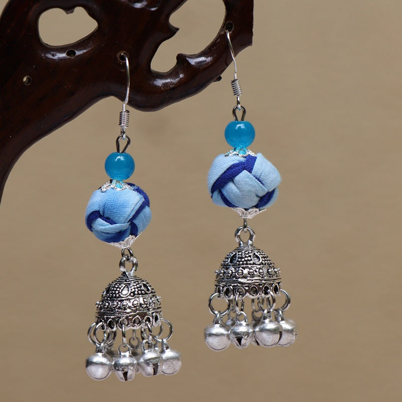 Ethnic style blue tie-dye earrings hand-woven tie-dye earrings travel companion gift