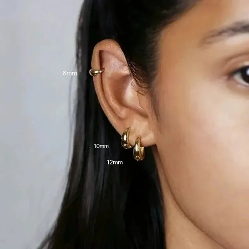 3 Pair Stainless Steel Minimalist Huggie Hoop Earrings For Women Gold Color Tiny Round Circle Earring Unisex Punk Rock Jewelry