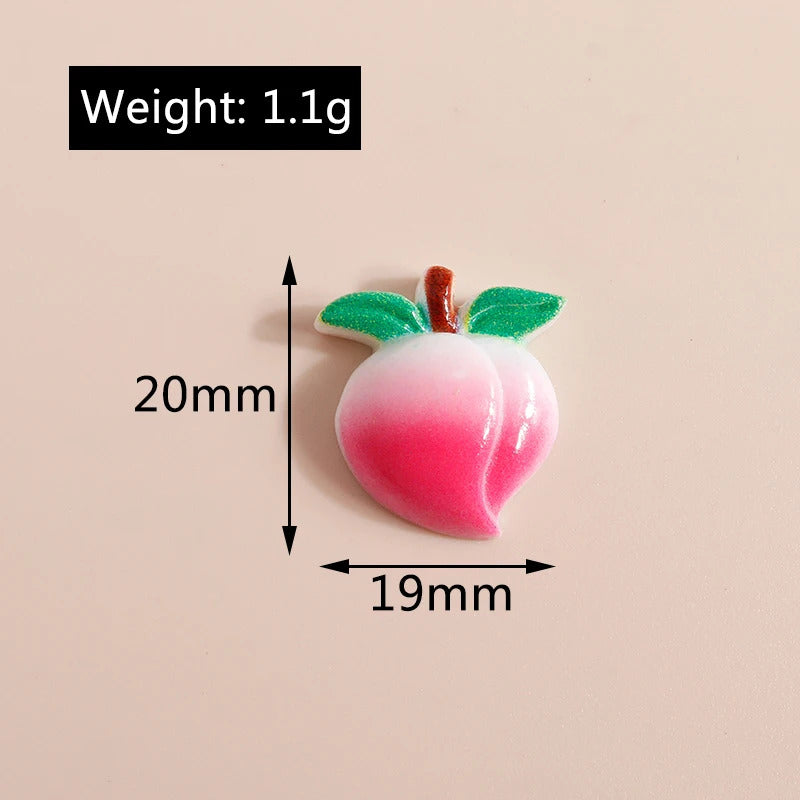 10pcs Mix Cute Mini Fruit Charms Pear Cherry Pineapple Peach Avocado Flat Back Resin Cabochons Scrapbook DIY Jewelry Accessories