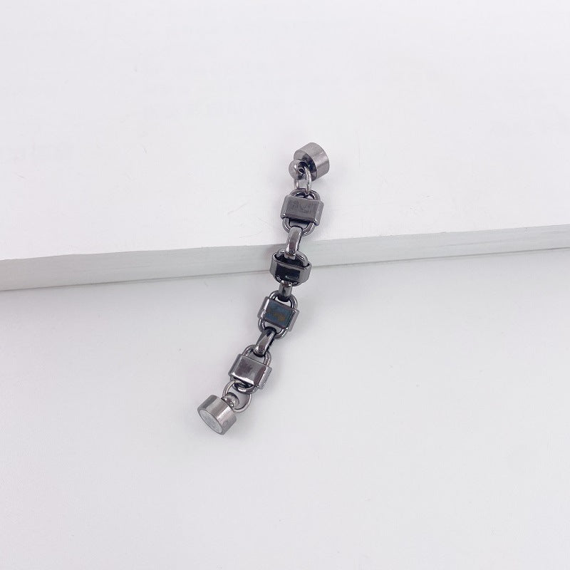 Metal Chain Magnetic Hoop Earrings for Women, Simple Versatile Elegant Non-Pierced Round Earrings, Minimalist Style Ear Jewelry