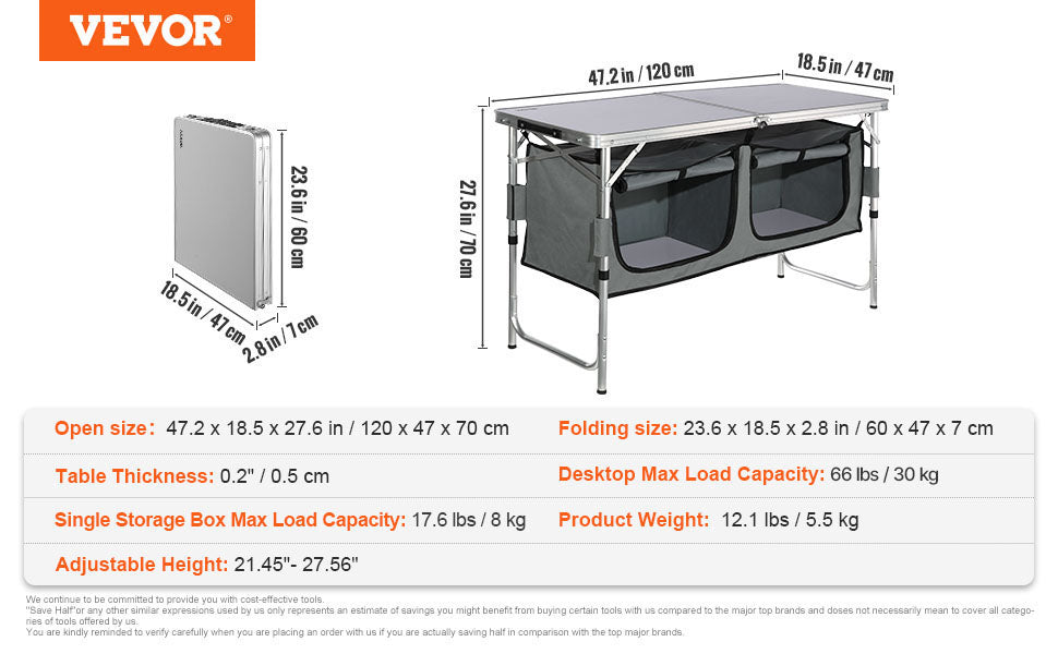 SucceBuy Camping Outdoor Kitchen Table Cabinet Foldable Folding Cooking Storage Rack X-Shaped Aluminum Alloy Bracket for BBQ