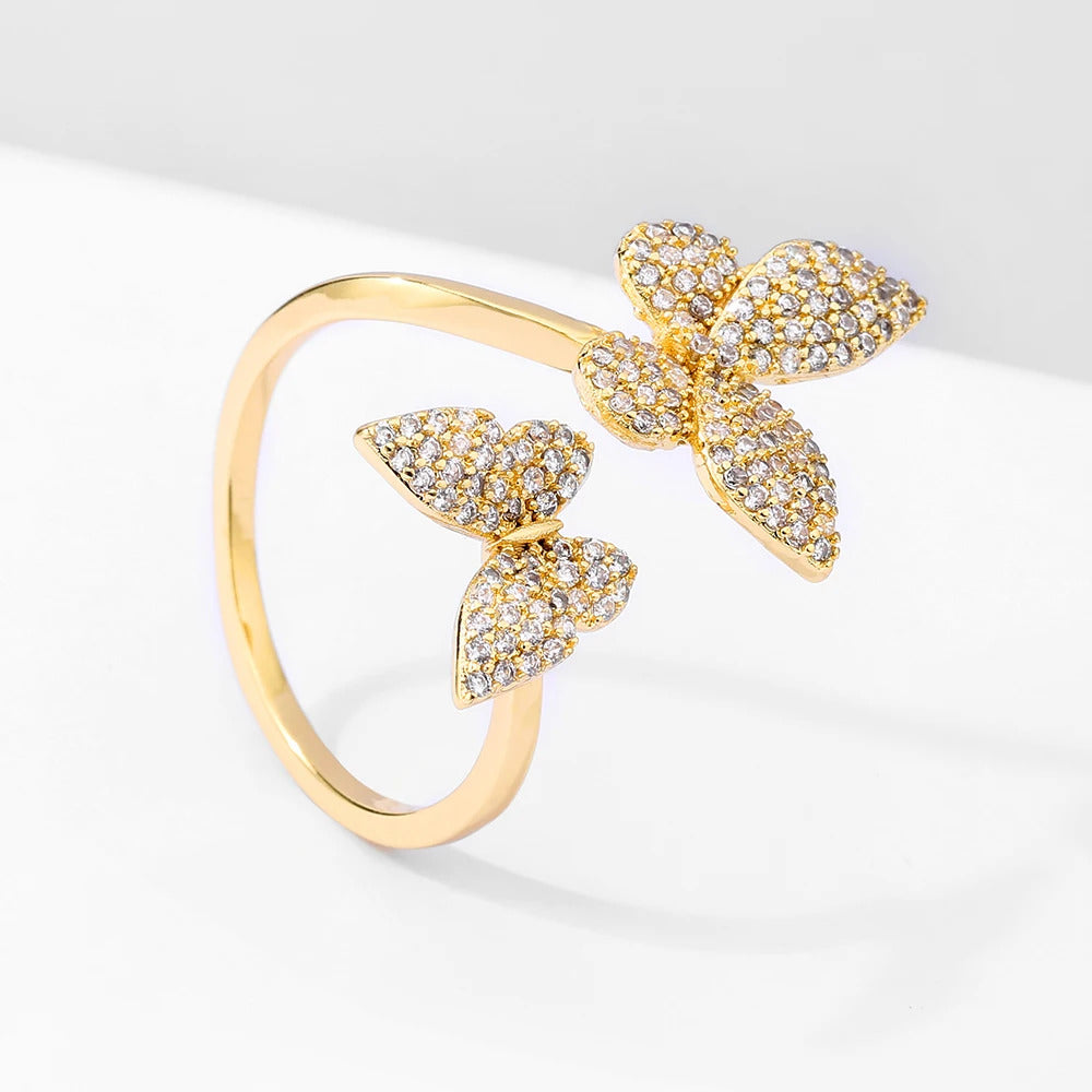 ZAKOL Exquisite Micro Inlay Zircon Butterfly Open Rings for Women Fashion Wedding Party Jewelry