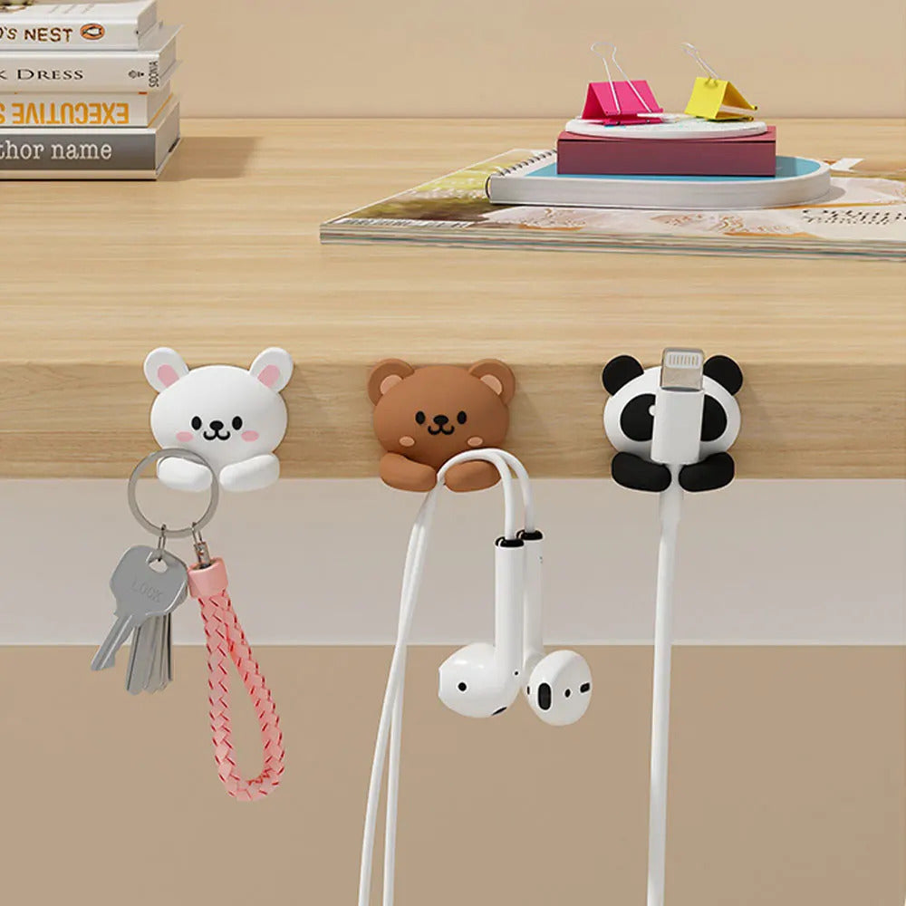 Desktop Cable Organizer Holder Cute Winder Clips Desk Self-Adhesive Mobile Phone Data Cable Management Wire Cord Tidy Holder