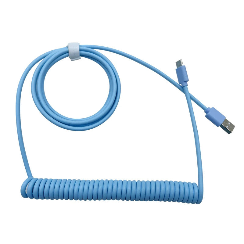 PU Mechanical Keyboard Data Cable Type-C to USB Coiled Spring Aviator Wire 1.5-3m Computer Peripherals