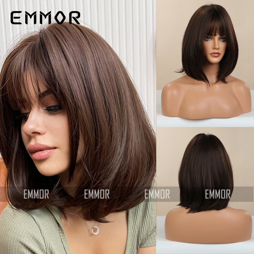 Trendy Hot-Selling Wig for Women, Cute Style, Blonde Bob Short Curly Hair, Factory Stock, Matte High-Temperature Fiber Full Wig