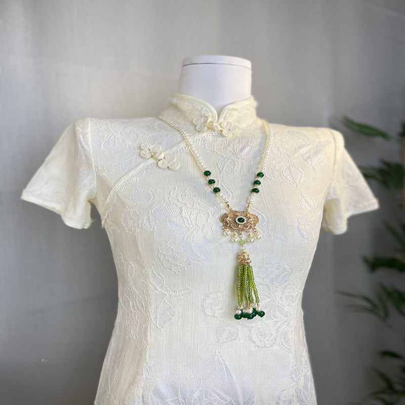 Ancient Style Hanfu Back Cloud Long Tassel Ming Dynasty Necklace New Chinese Style National Style Mamian Skirt Accessories