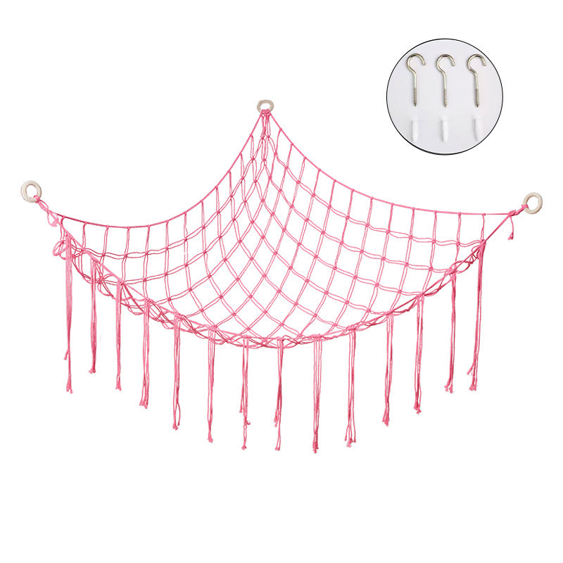 Handwoven Children's Room Corner Toy Storage Hammock Bedroom Decoration Triangle Plush Toy Storage Net