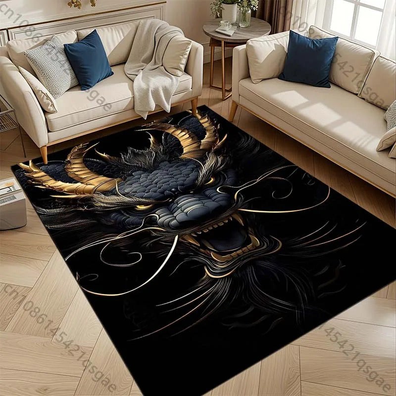 1PC Domineering Oriental Dragon Print Rug Carpets for Bedroom Living Room Sofa Mat Door Mat Dressing Room Rugs for Gifts