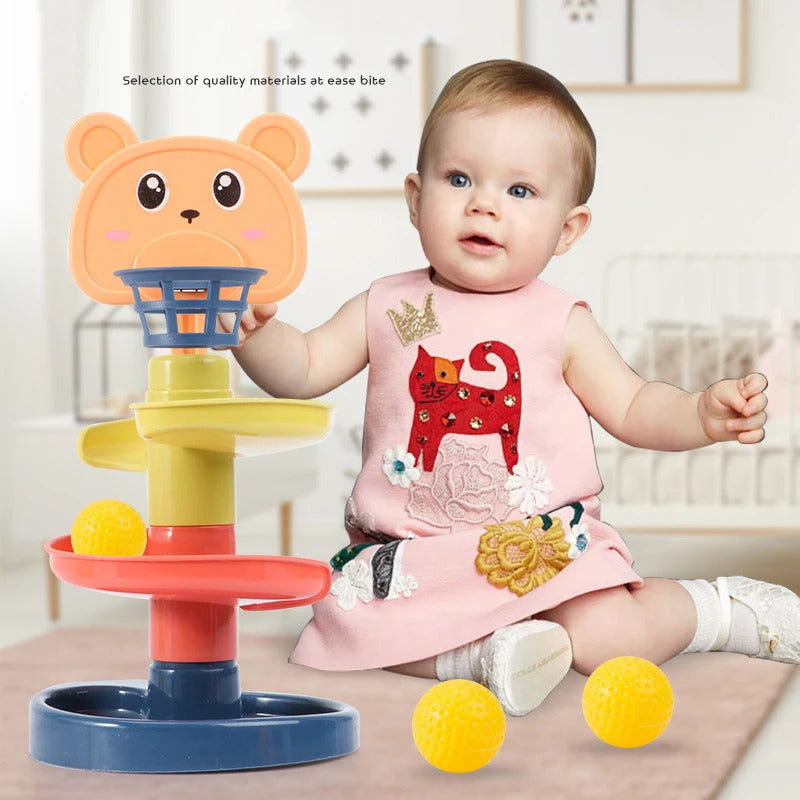 2-7 Layes Track Rolling Ball Pile Tower Early Educational Toy for Babies Rotating Track Educational Stacking Toy for Kids Gift
