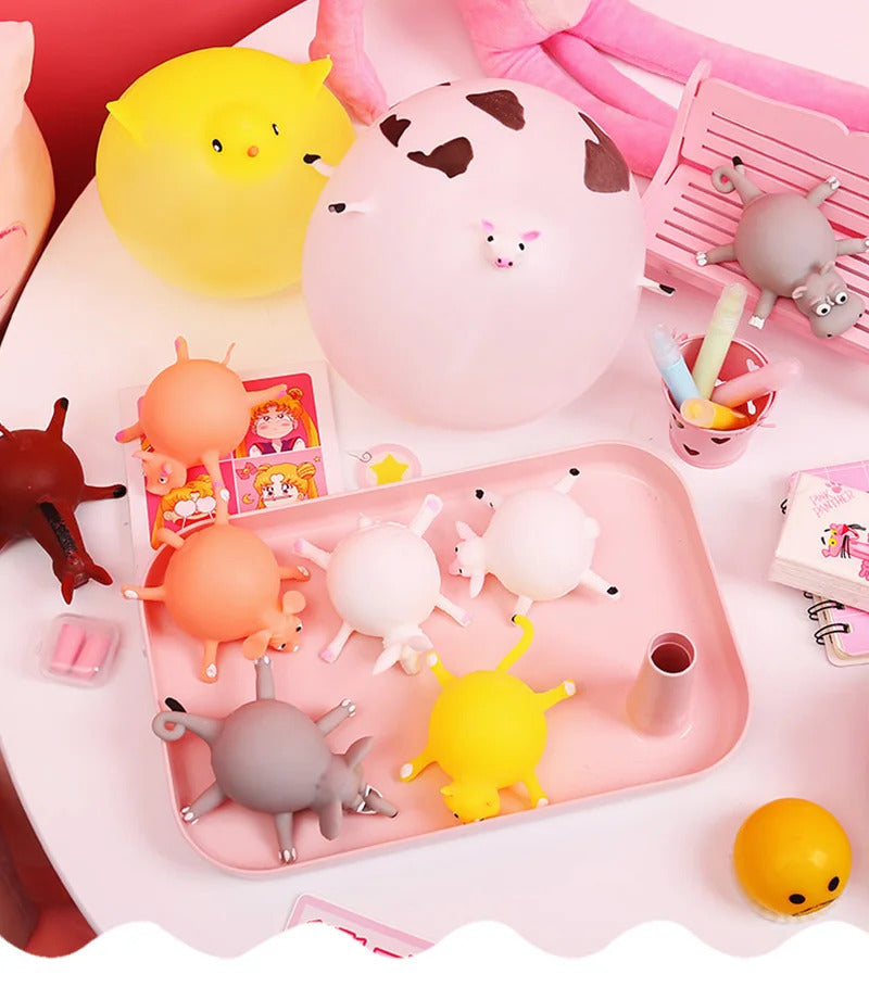 Creative soft rubber inflatable chicken hippo pop up animal blow Balloon animal Stress Relief squeeze toy prank gift