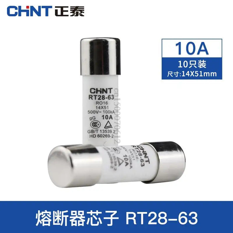 CHINT RT28-32 (RO15) 10X38 RT28 63 (RO16) 14X51 500V 2A 10A 16A 20A 25A 32A 40A 50A 63A Fuse Fusible Core Kit Ceramic Fuse Link