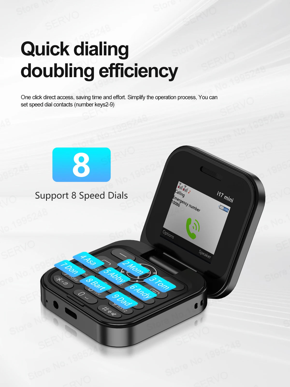 SERVO i17 Mini Dual SIM Card Fold Mobile Phone 2G Network Video Player Flashlight FM Radio Magic Voice Small Box Flip Cellphones