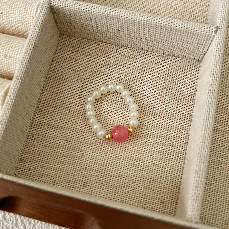 Dopamine Ring for Women, Niche Design, Personalized Beaded Index Finger Ring, High-End Fashion, Colorful Cute Closed Ring