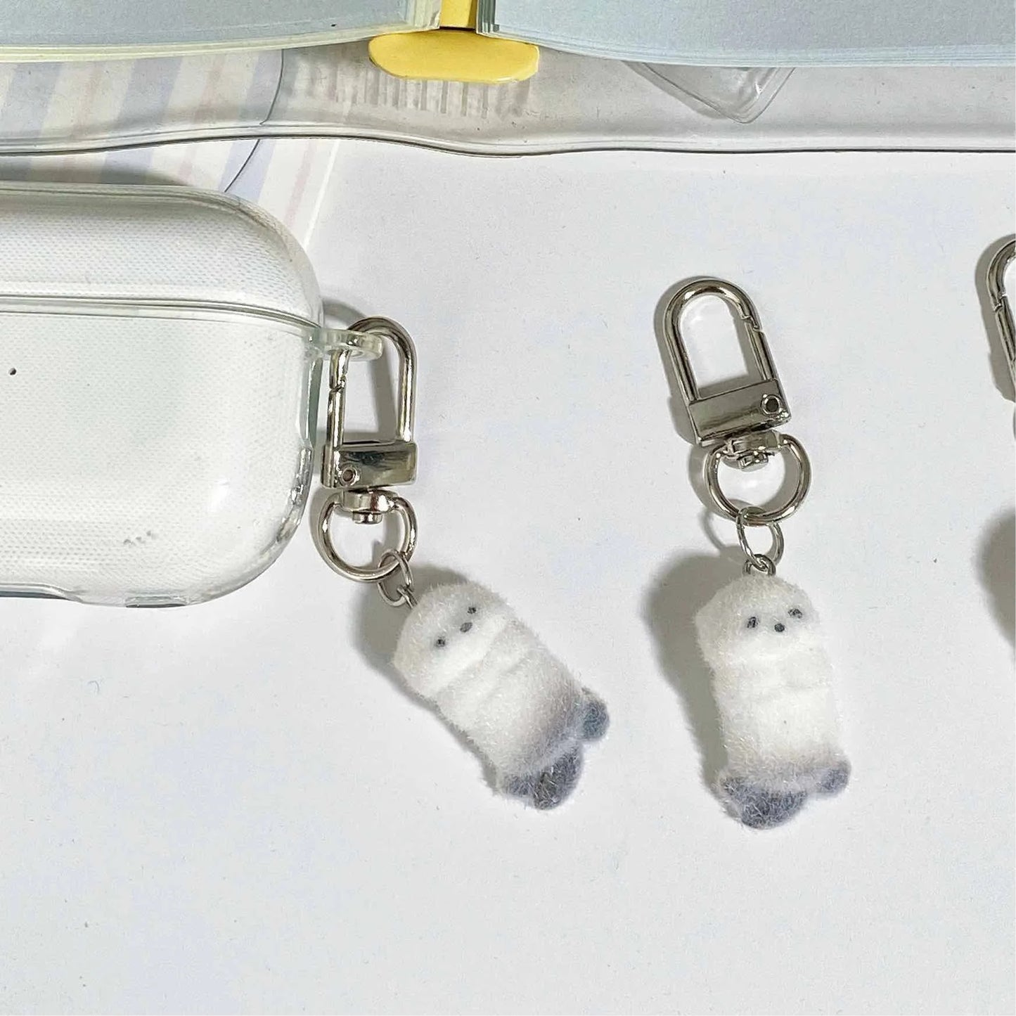 Ins Style Cute Seal Shape 3D Keychain Phone Charms Strap Kawaii Plush Flocking Pendant for Airpods Schoolbag