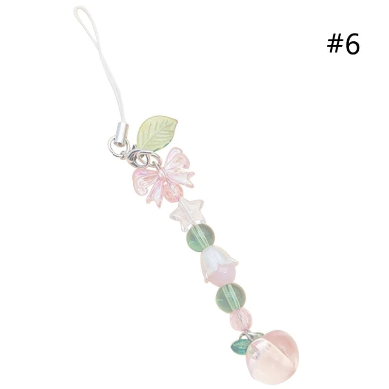 Stylish Phone Strap Trendy Phone Charm Portable Beaded Phone Chain Alloy Material Beads Phone Pendant for Girl and Women