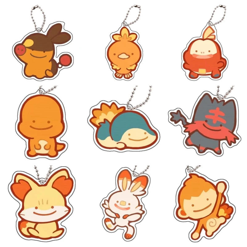 Pokemon Torchic Cyndaquil Charmander Keychain Anime Peripheral Cute Cartoon Backpack Key Pendant Kawaii Goods Gift for Friends