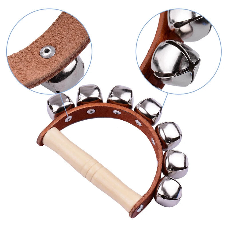 Handbell Hand Bells with 5pcs/7pcs Jingle Bells Wood Handle Musical Instrument Toy for Music Class