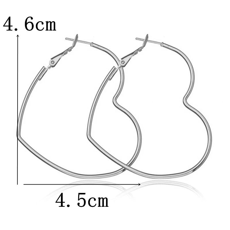 Cute Hollow Big Heart Hoop Earrings For Women Gold Silver Color Simple LOVE Trendy Romantic Jewelry Wholesale Nice Gifts