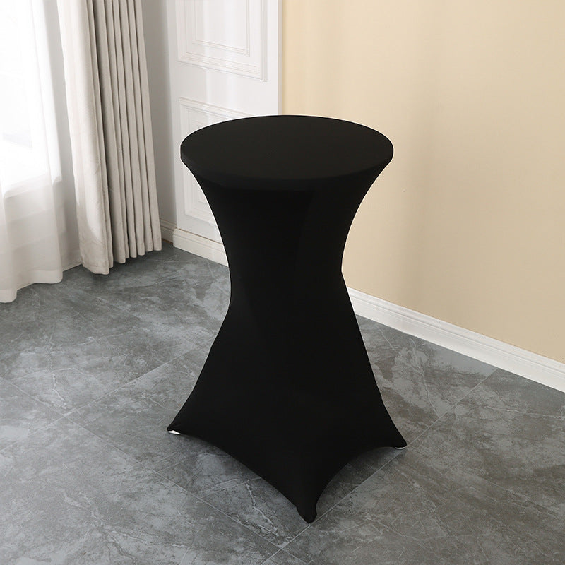 Elastic Table Cover High-End Banquet Wedding Hotel Cocktail Table Cover Table Skirt Table Skirt Cross-Border round High Leg Bar Counter Set
