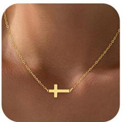 Amazon TK Hot-Selling OT Buckle Square Cross Necklace for Women Copper Plated 14K Gold Paperclip Necklace Yiwu In Stock
