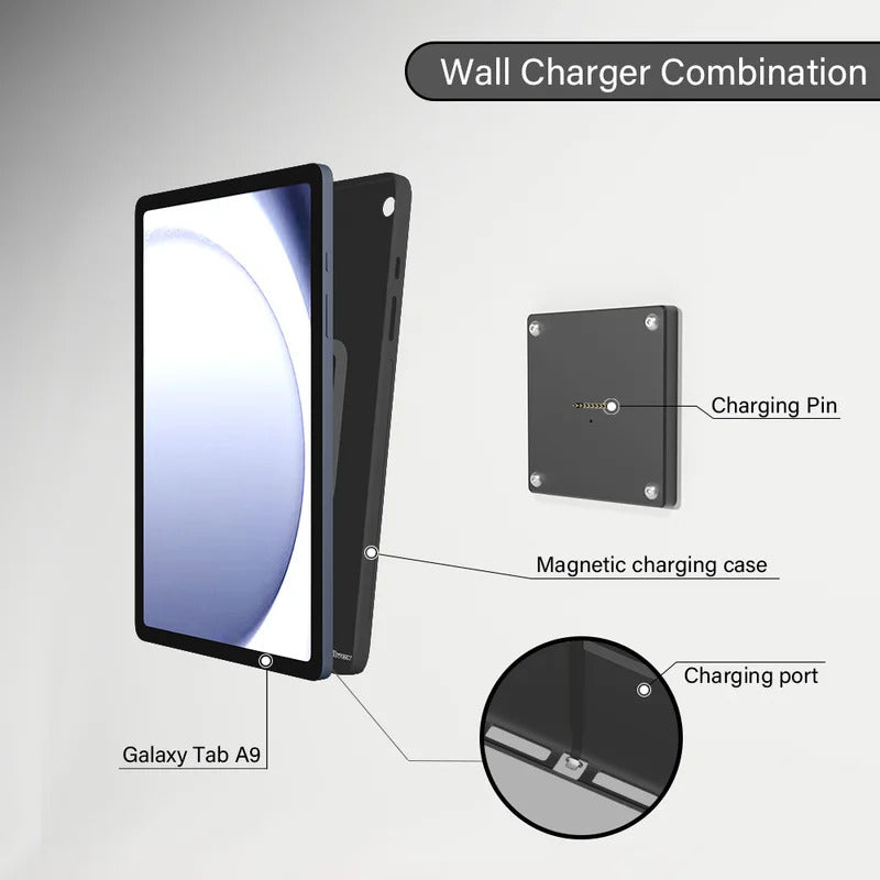 Supplied Magnetic Wall Mounted Charging Stan for Samsung Galaxy Tab A9 8.7 inch intelligent switch 18W Power in Wall emonita