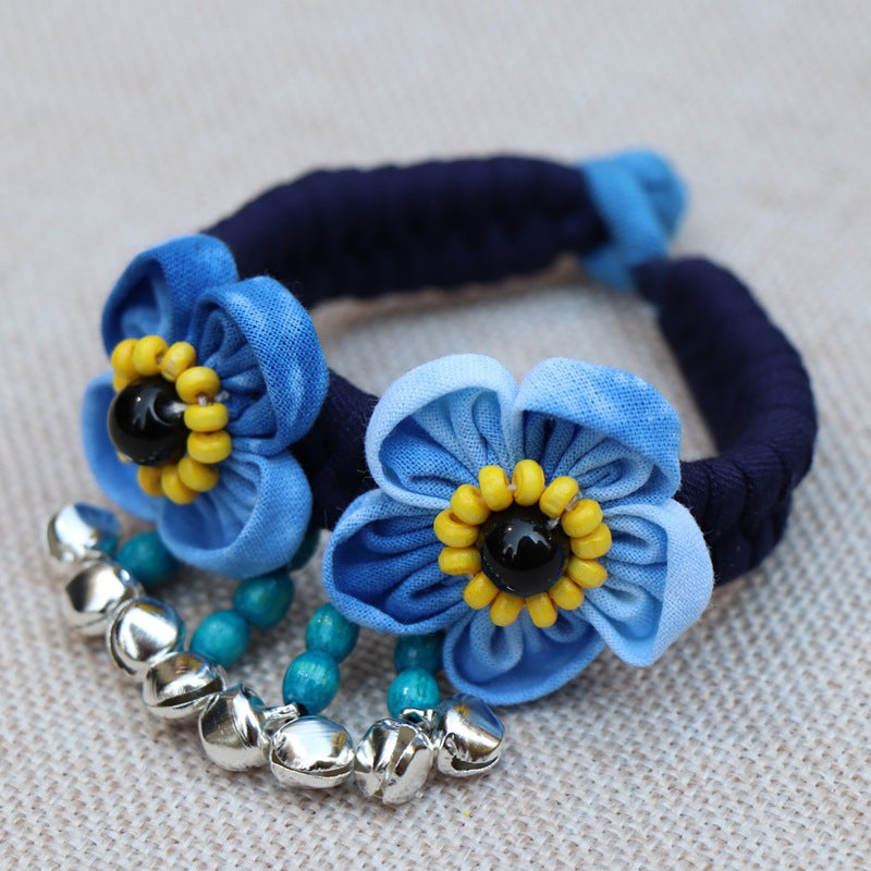 Blue Tie Dye Cloth Bracelet Dali Lijiang Hot Sale Hand-stitched Flower Fabric Bracelet Bracelet